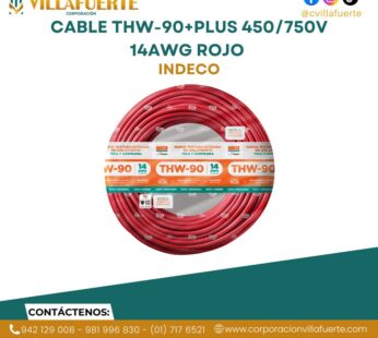 CABLE THW-90+PLUS 450/750V 14AWG ROJO INDECO
