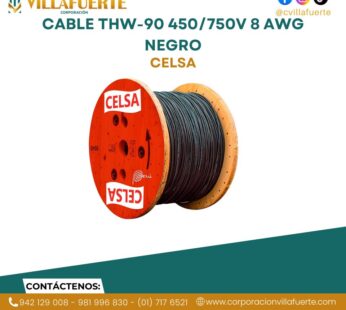 Cable Thw-90 450/750v 8 Awg Celsa Negro