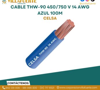 Cable THW-90 450/750 V 14 AWG Celsa Azul 100m