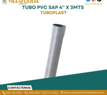 TUBO PVC SAP 4» X 3MTS TUBOPLAST