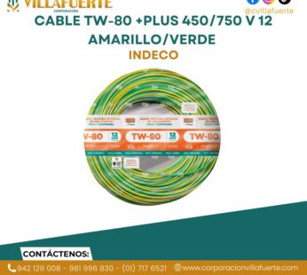 Cable TW-80 +plus 450/750 V 12 Amarillo/Verde INDECO