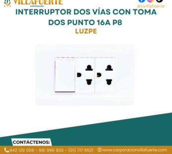 INTERRUPTOR DOS VíAS CON TOMA DOS PUNTO 16A P8 LUZPE