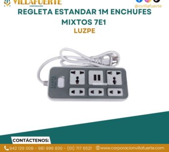 REGLETA ESTANDAR 1M ENCHUFES MIXTOS 7E1 LUZPE