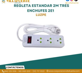 REGLETA ESTANDAR 2M TRES ENCHUFES 2E1 LUZPE