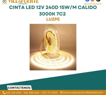 CINTA LED 12V 240D 15W/M CALIDO 3000K 7C2 LUZPE