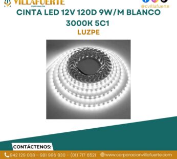 CINTA LED 12V 120D 9W/M BLANCO 3000K 5C1 LUZPE