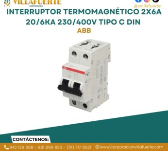 Interruptor termomagnético 2x6A 20/6kA 230/400V tipo C DIN ABB