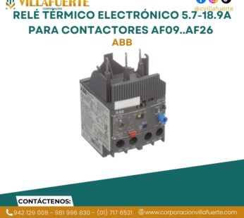 Relé térmico electrónico 5.7-18.9A para contactores AF09..AF26 ABB