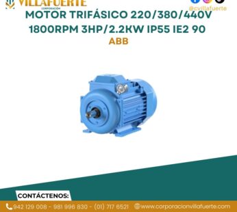Motor trifásico 220/380/440V 1800RPM 3HP/2.2kW IP55 IE2 90 ABB
