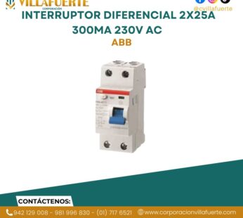 Interruptor diferencial 2x25A 300mA 230V AC ABB