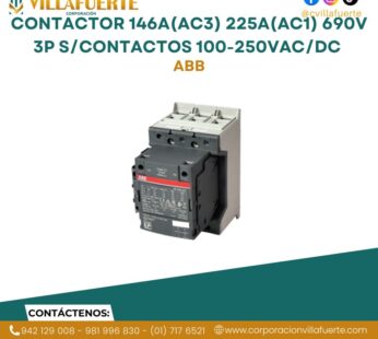 Contactor 146A(AC3) 225A(AC1) 690V 3P s/contactos 100-250VAC/DC ABB