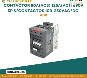 Contactor 80A(AC3) 125A(AC1) 690V 3P s/contactos 100-250VAC/DC ABB