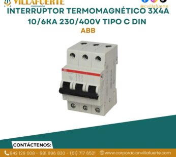 Interruptor termomagnético 3x4A 10/6kA 230/400V tipo C DIN ABB