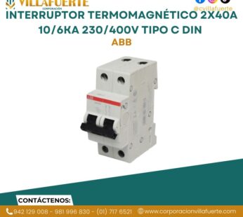 Interruptor termomagnético 2x40A 10/6kA 230/400V tipo C DIN ABB