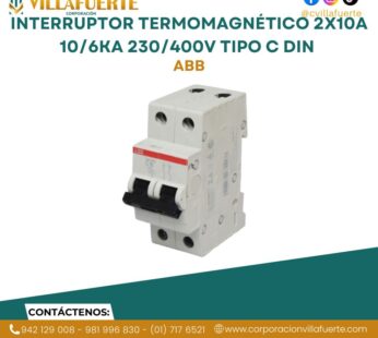 Interruptor termomagnético 2x10A 10/6kA 230/400V tipo C DIN ABB