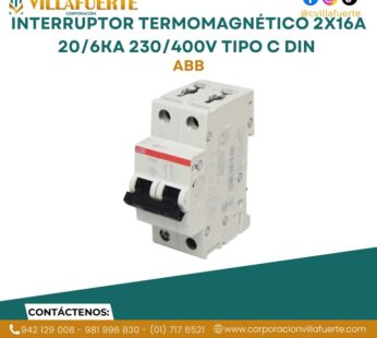 Interruptor termomagnético 2x16A 20/6kA 230/400V tipo C DIN ABB