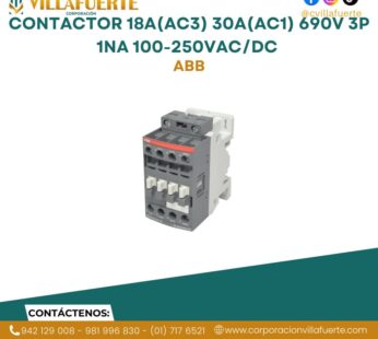 Contactor 18A(AC3) 30A(AC1) 690V 3P 1NA 100-250VAC/DC ABB