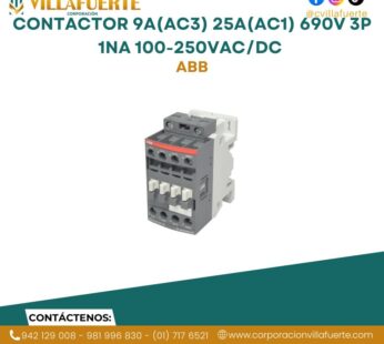 Contactor 9A(AC3) 25A(AC1) 690V 3P 1NA 100-250VAC/DC ABB