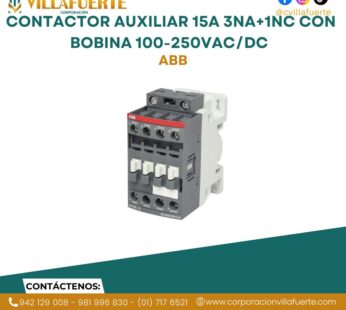 Contactor auxiliar 15A 3NA+1NC con bobina 100-250VAC/DC ABB