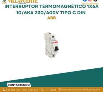 Interruptor termomagnético 1x6A 10/6kA 230/400V tipo C DIN ABB