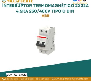 Interruptor termomagnético 2x32A 4.5KA 230/400V tipo C DIN ABB
