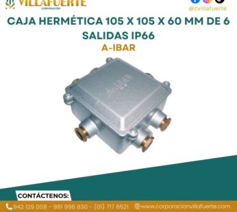 CAJA HERMÉTICA 105 x 105 x 60 mm DE 6 SALIDAS IP66