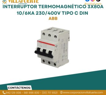 Interruptor termomagnético 3x80A 10/6kA 230/400V tipo C DIN ABB