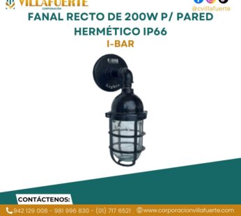 FANAL RECTO DE 200W P/ PARED HERMÉTICO IP66