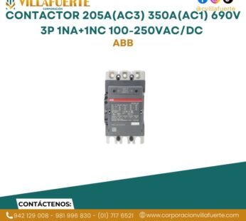Contactor 205A(AC3) 350A(AC1) 690V 3P 1NA+1NC 100-250VAC/DC ABB