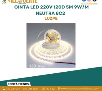 CINTA LED 220V 120D 5M 9W/M NEUTRA 8C2 LUZPE
