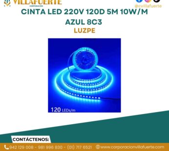 CINTA LED 220V 120D 5M 10W/M AZUL 8C3 LUZPE