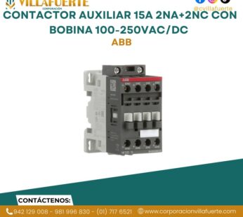 Contactor auxiliar 15A 2NA+2NC con bobina 100-250VAC/DC ABB