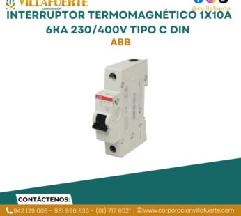 Interruptor termomagnético 1x10A 6kA 230/400V tipo C DIN ABB