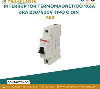 Interruptor termomagnético 1x6A 6kA 230/400V tipo C DIN ABB