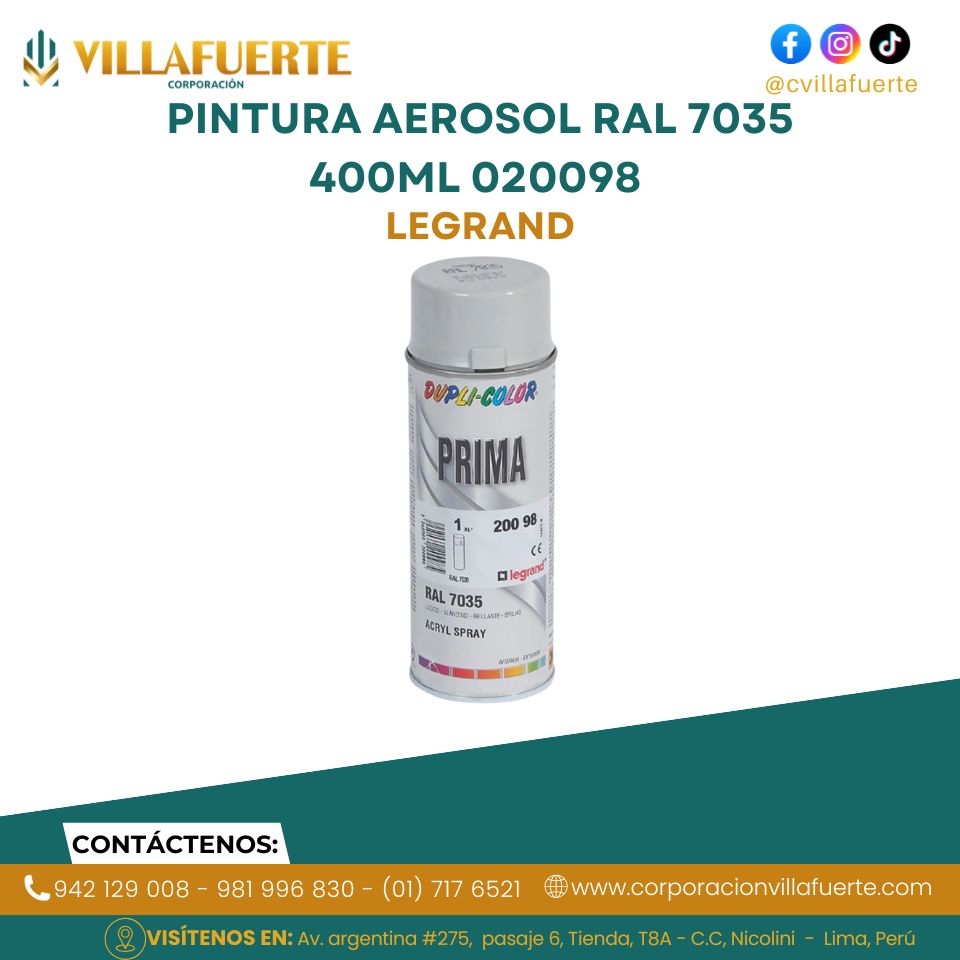 PINTURA AEROSOL RAL 7035 400ML 020098 LEGRAND