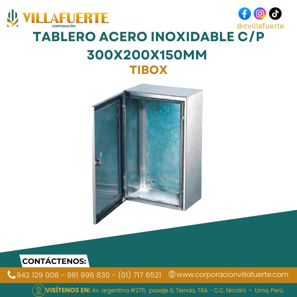 TABLERO ACERO INOXIDABLE C/P 300X200X150MM TIBOX