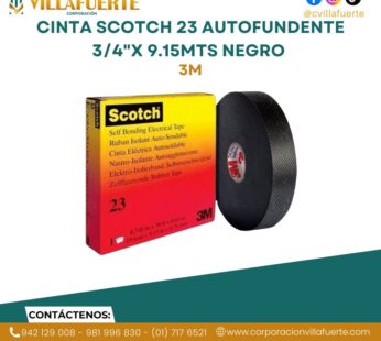 CINTA SCOTCH 23 AUTOFUNDENTE 3/4″X 9.15MTS NEGRO 3M