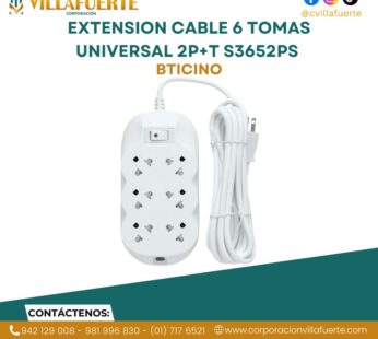 EXTENSION CABLE 6 TOMAS UNIVERSAL 2P+T S3652PS BTICINO