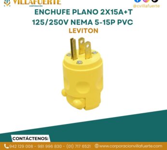ENCHUFE PLANO 2X15A+T 125/250V NEMA 5-15P PVC LEVITON
