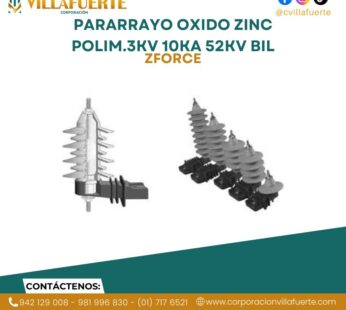 PARARRAYO OXIDO ZINC POLIM.3KV 10KA 52kV BIL CLASE 1