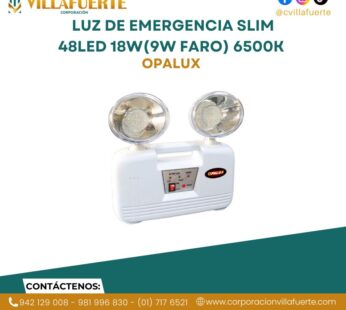 LUZ DE EMERGENCIA SLIM 48LED 18W(9W FARO) 6500K 2400LM 220V OPALUX