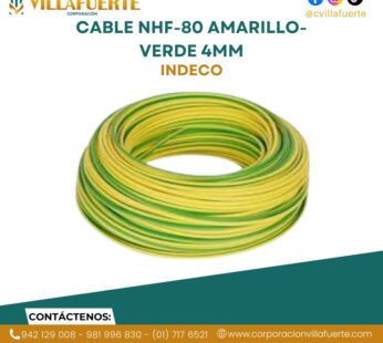 CABLE NHF 80 AMARILLO VERDE 4MM INDECO